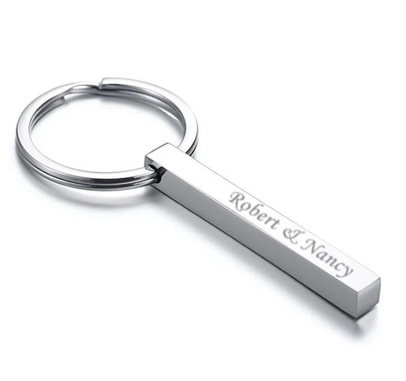 Customized Laser Engraved Name Tel Number Stainless Steel Keychain Personalized Anti-lost Key Ring Key Chains