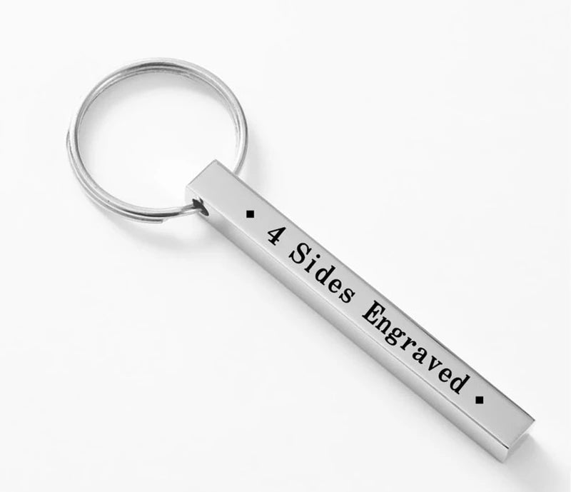 Customized Laser Engraved Name Tel Number Stainless Steel Keychain Personalized Anti-lost Key Ring Key Chains