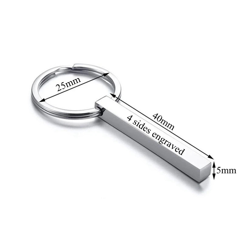 Customized Laser Engraved Name Tel Number Stainless Steel Keychain Personalized Anti-lost Key Ring Key Chains
