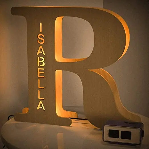 Personalized Wall Decor 26 Letter with Engraved Name LED Night Light for Couples Baby Kid Room Bedroom Custom Lamp Holiday Gift
