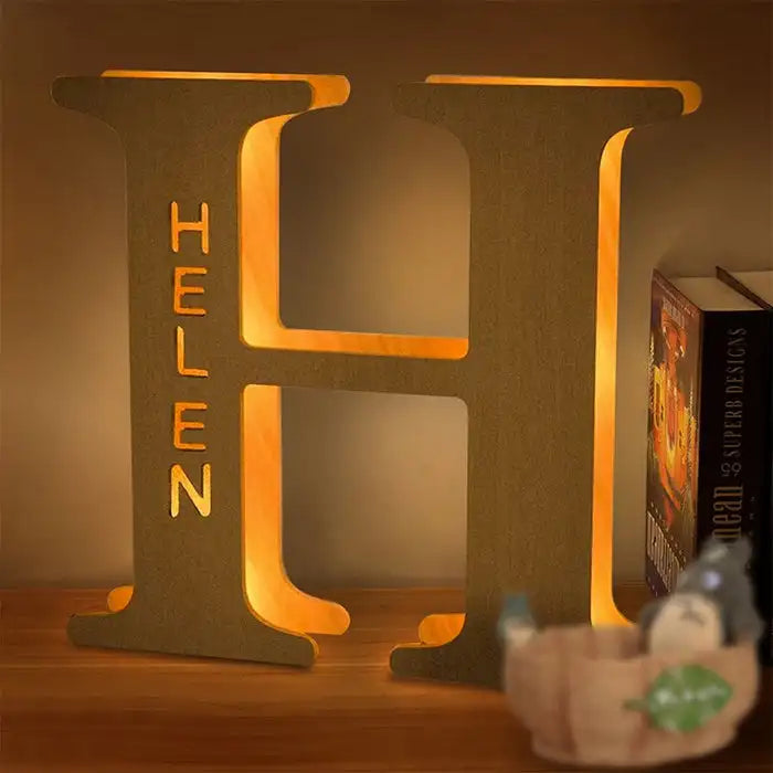 Personalized Wall Decor 26 Letter with Engraved Name LED Night Light for Couples Baby Kid Room Bedroom Custom Lamp Holiday Gift