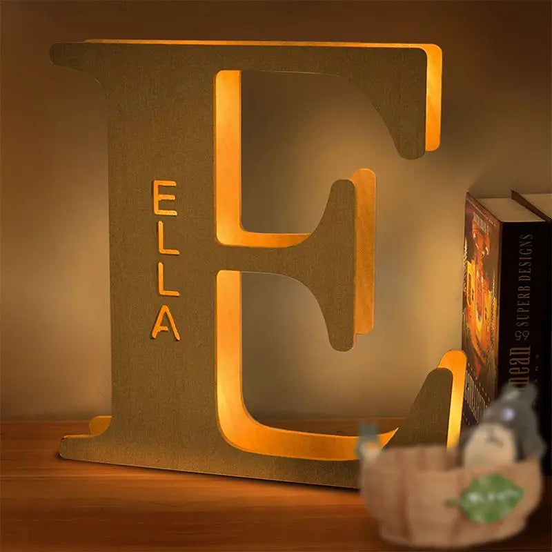 Personalized Wall Decor 26 Letter with Engraved Name LED Night Light for Couples Baby Kid Room Bedroom Custom Lamp Holiday Gift