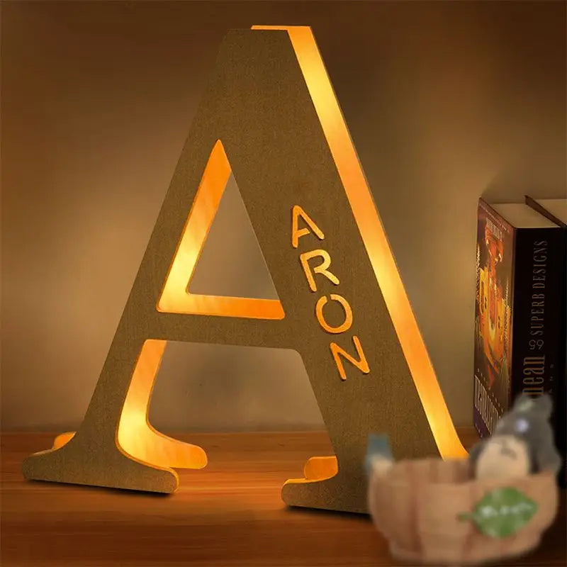 Personalized Wall Decor 26 Letter with Engraved Name LED Night Light for Couples Baby Kid Room Bedroom Custom Lamp Holiday Gift