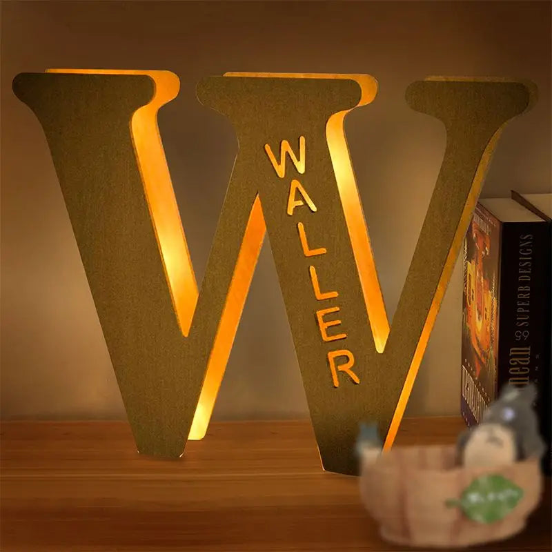 Personalized Wall Decor 26 Letter with Engraved Name LED Night Light for Couples Baby Kid Room Bedroom Custom Lamp Holiday Gift