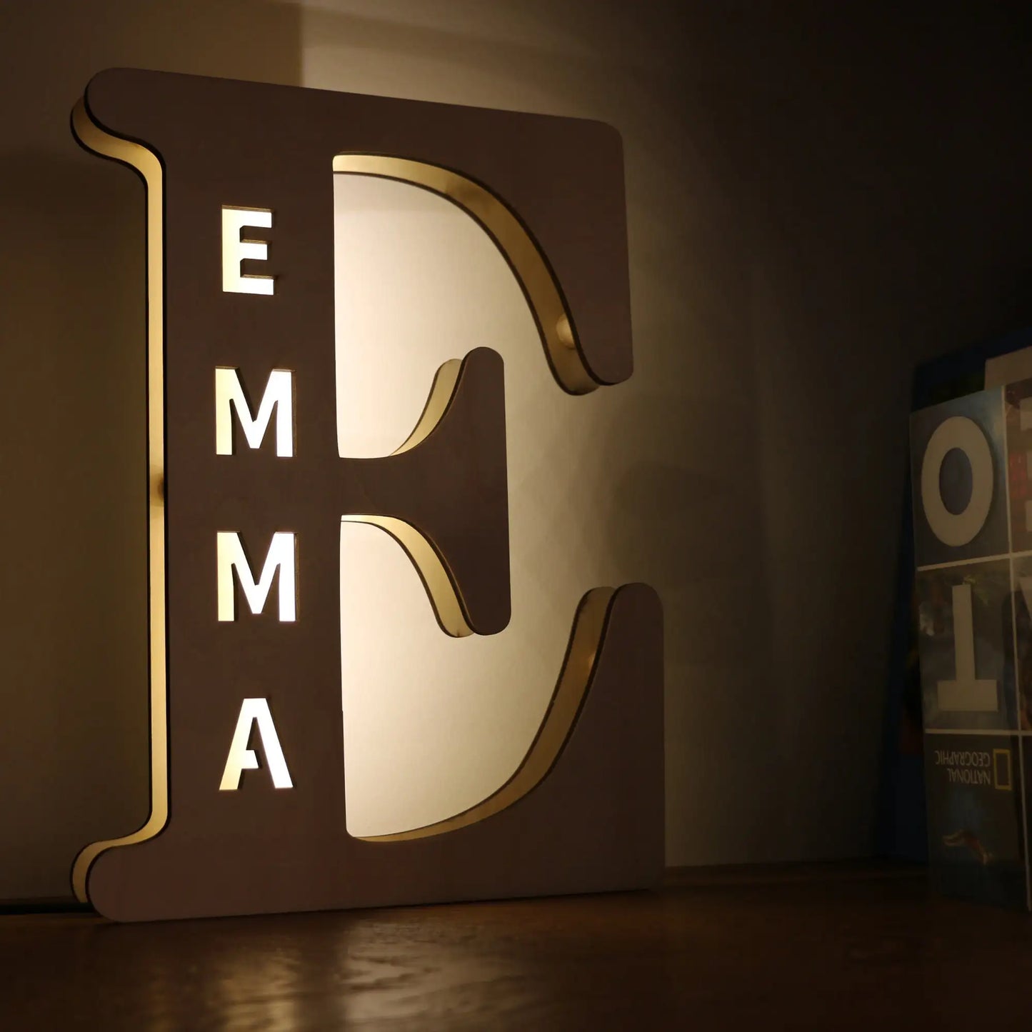 Personalized Wall Decor 26 Letter with Engraved Name LED Night Light for Couples Baby Kid Room Bedroom Custom Lamp Holiday Gift