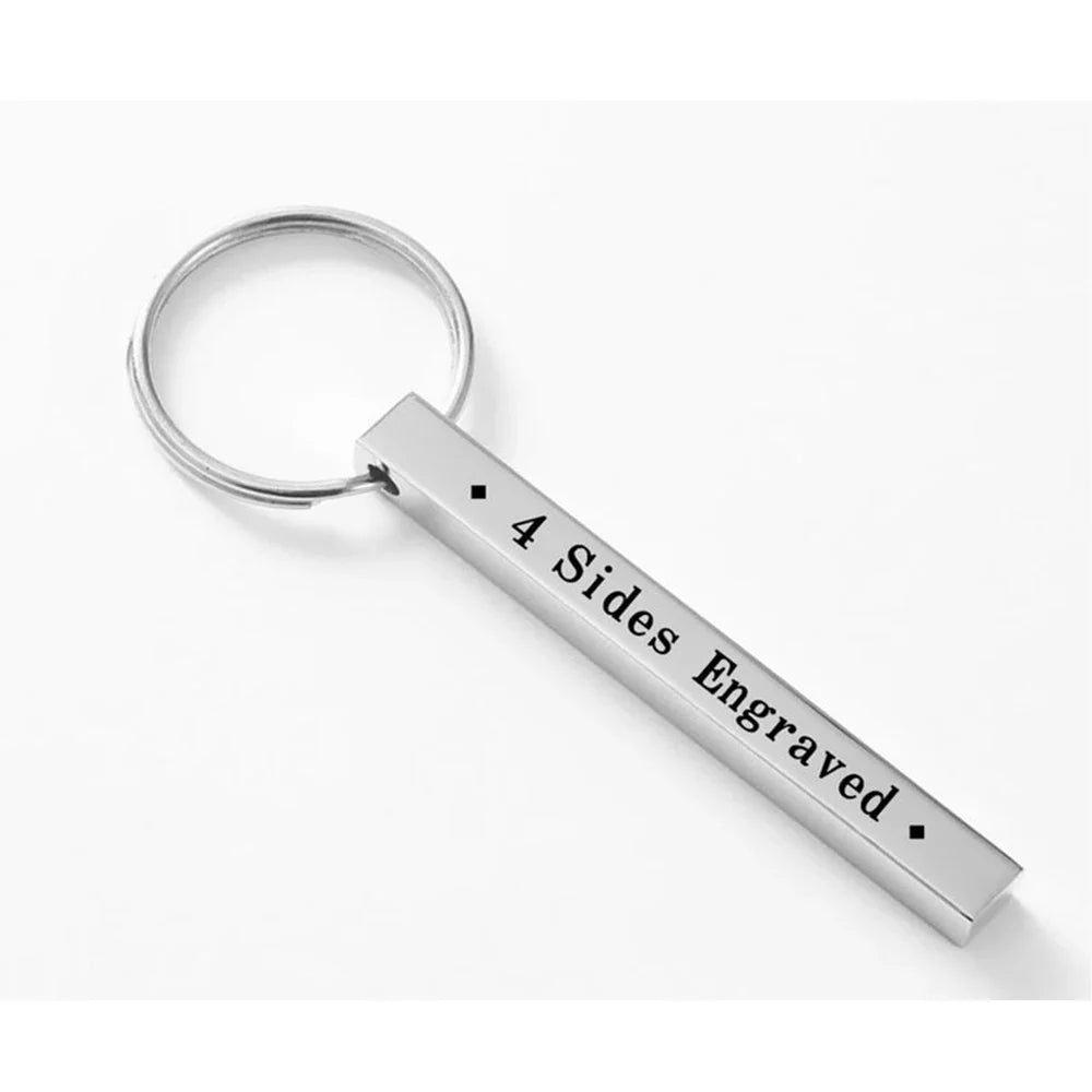 Customized Laser Engraved Name Tel Number Stainless Steel Keychain Personalized Anti-lost Key Ring Key Chains