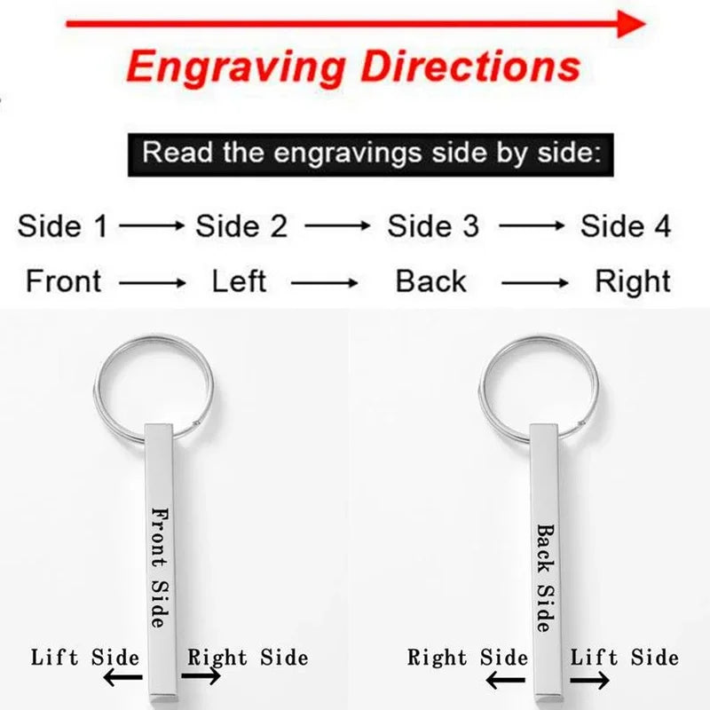Customized Laser Engraved Name Tel Number Stainless Steel Keychain Personalized Anti-lost Key Ring Key Chains