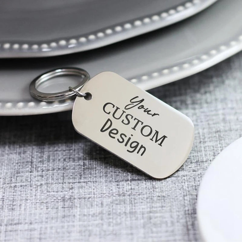 Customized Laser Engraved Name Tel Number Stainless Steel Keychain Personalized Anti-lost Key Ring Key Chains