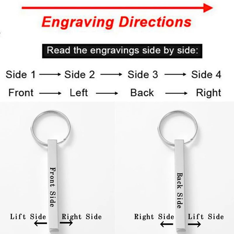 Customized Laser Engraved Name Tel Number Stainless Steel Keychain Personalized Anti-lost Key Ring Key Chains