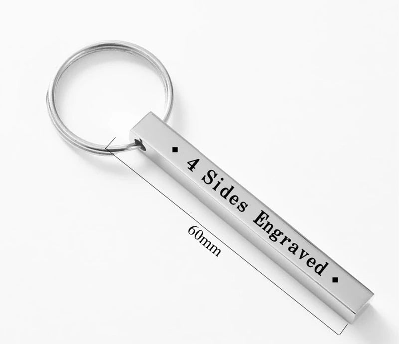 Customized Laser Engraved Name Tel Number Stainless Steel Keychain Personalized Anti-lost Key Ring Key Chains