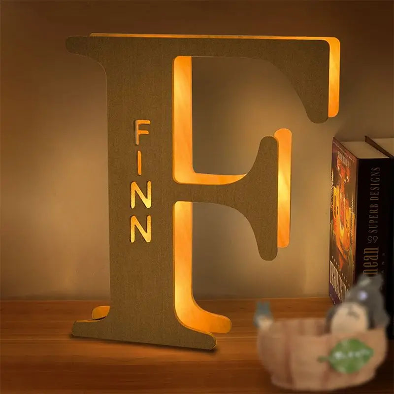 Personalized Wall Decor 26 Letter with Engraved Name LED Night Light for Couples Baby Kid Room Bedroom Custom Lamp Holiday Gift