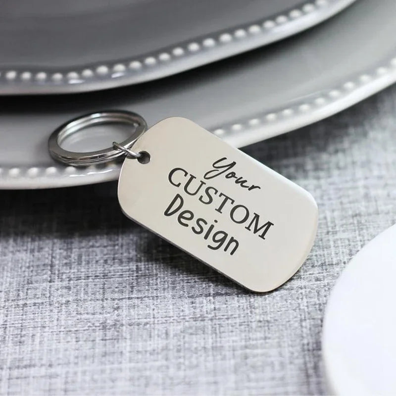 Customized Laser Engraved Name Tel Number Stainless Steel Keychain Personalized Anti-lost Key Ring Key Chains