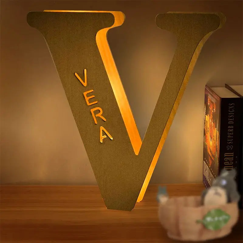 Personalized Wall Decor 26 Letter with Engraved Name LED Night Light for Couples Baby Kid Room Bedroom Custom Lamp Holiday Gift