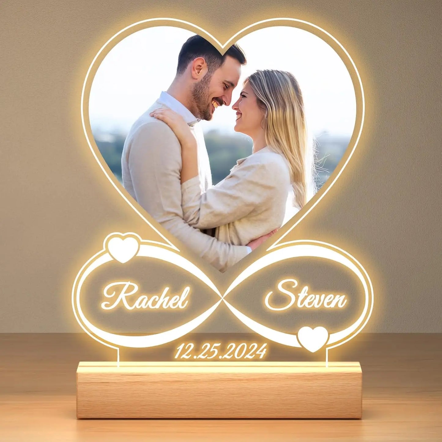 Personalized Mom Birthday Gift Acrylic Plaque Picture Frame Personalized Photo Frame with Night Light Anniversary Mother's Gifts