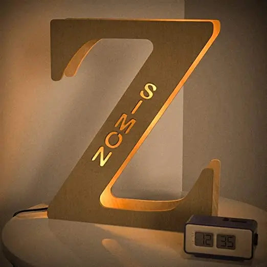 Personalized Wall Decor 26 Letter with Engraved Name LED Night Light for Couples Baby Kid Room Bedroom Custom Lamp Holiday Gift