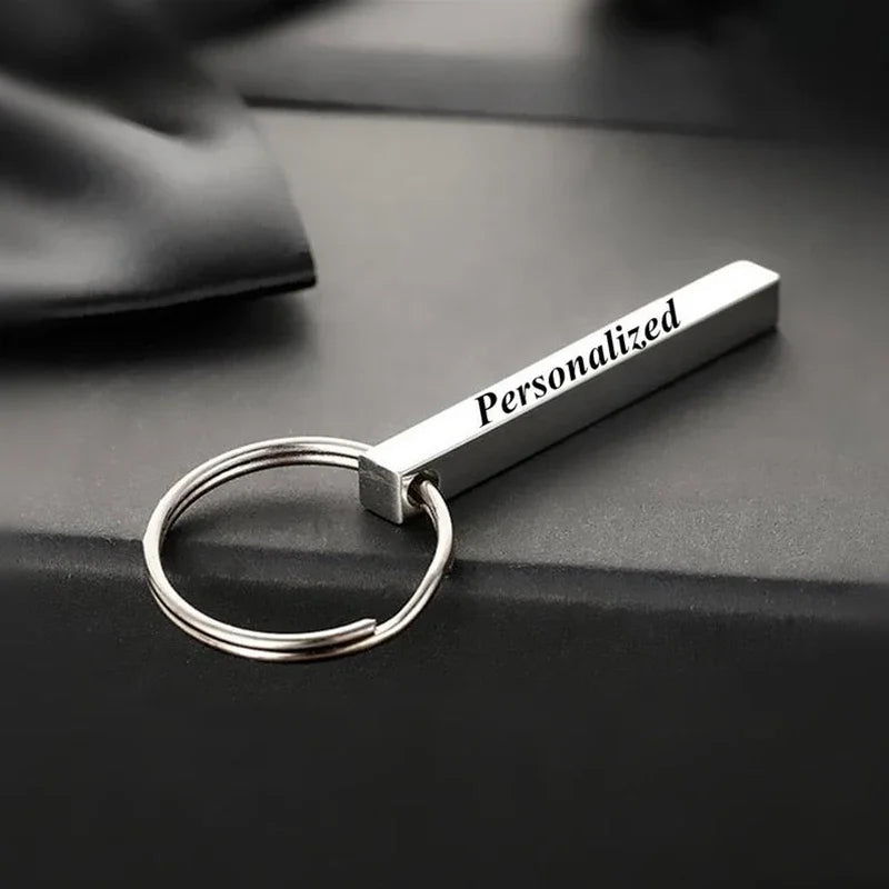 Customized Laser Engraved Name Tel Number Stainless Steel Keychain Personalized Anti-lost Key Ring Key Chains
