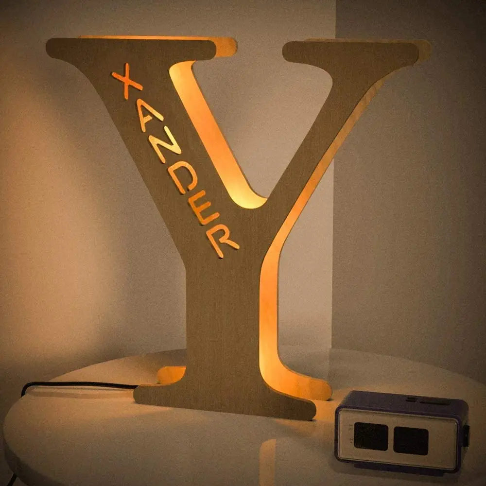 Personalized Wall Decor 26 Letter with Engraved Name LED Night Light for Couples Baby Kid Room Bedroom Custom Lamp Holiday Gift