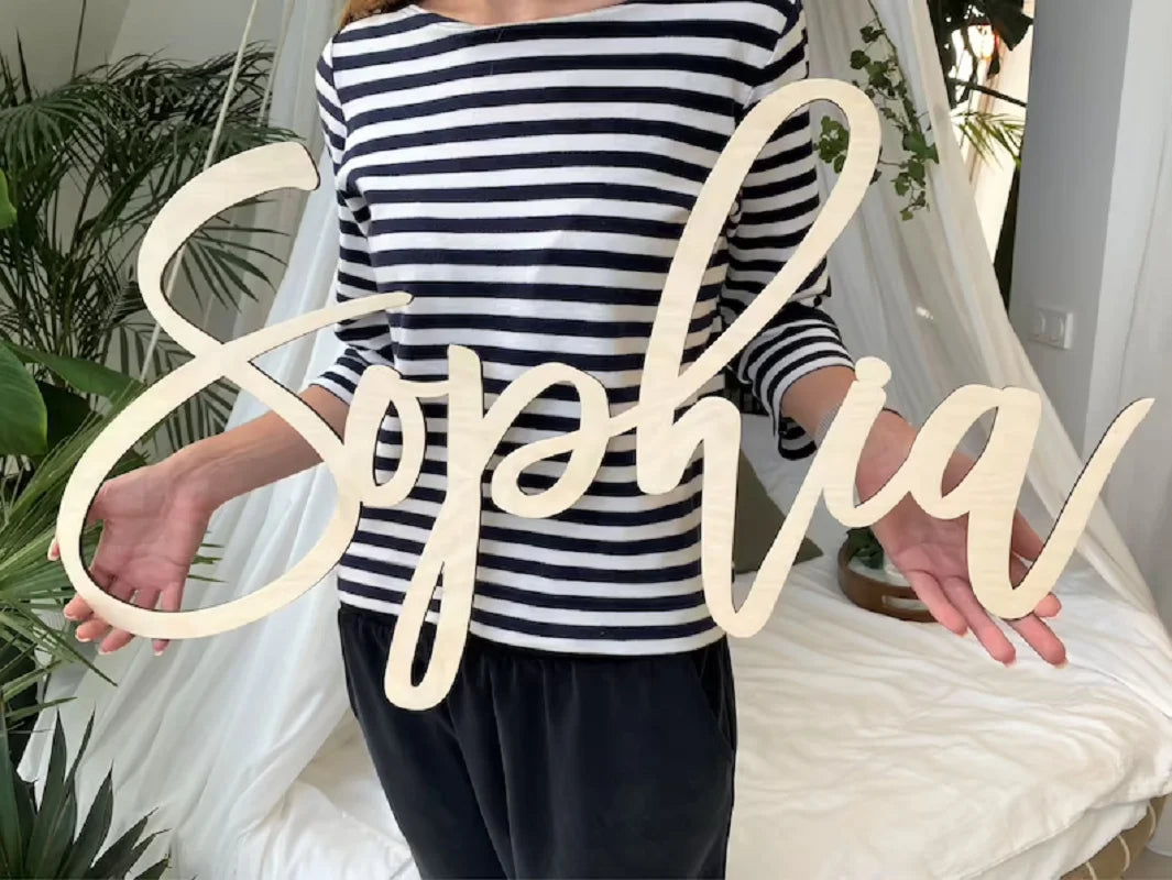 Custom Name Sign Personalized Wooden First Name Sign for Nursery Wall Decor Wood Letters Baby Nursery Name Plate For Wall Decor