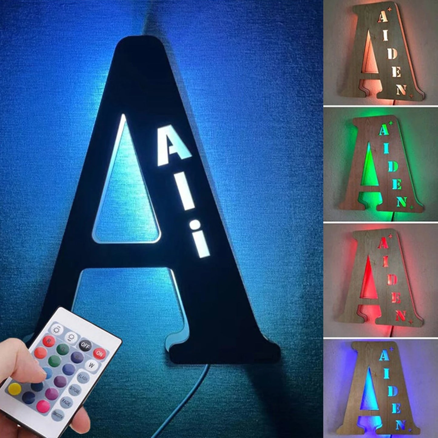 Personalized Wall Decor 26 Letter with Engraved Name LED Night Light for Couples Baby Kid Room Bedroom Custom Lamp Holiday Gift