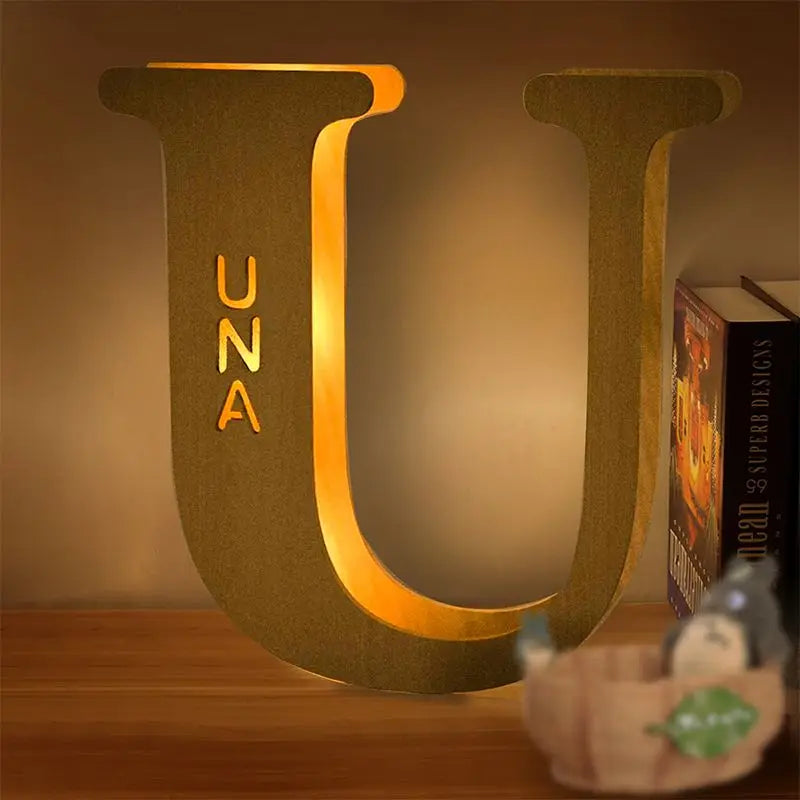 Personalized Wall Decor 26 Letter with Engraved Name LED Night Light for Couples Baby Kid Room Bedroom Custom Lamp Holiday Gift