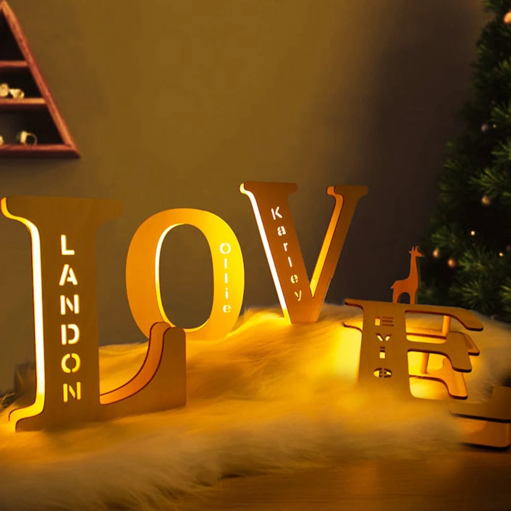 Personalized Wall Decor 26 Letter with Engraved Name LED Night Light for Couples Baby Kid Room Bedroom Custom Lamp Holiday Gift