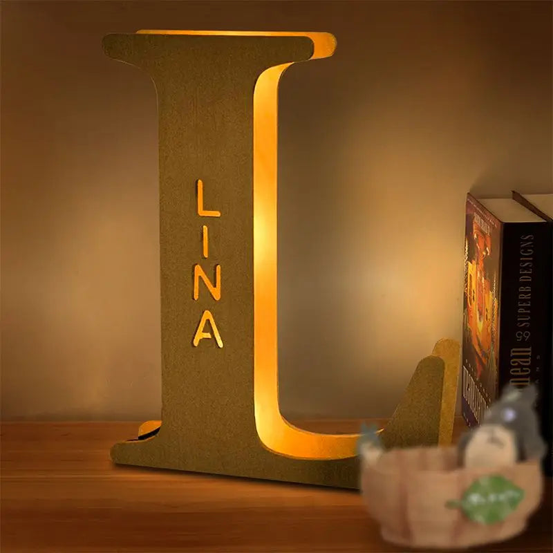 Personalized Wall Decor 26 Letter with Engraved Name LED Night Light for Couples Baby Kid Room Bedroom Custom Lamp Holiday Gift