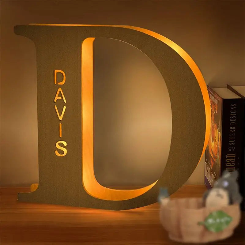 Personalized Wall Decor 26 Letter with Engraved Name LED Night Light for Couples Baby Kid Room Bedroom Custom Lamp Holiday Gift