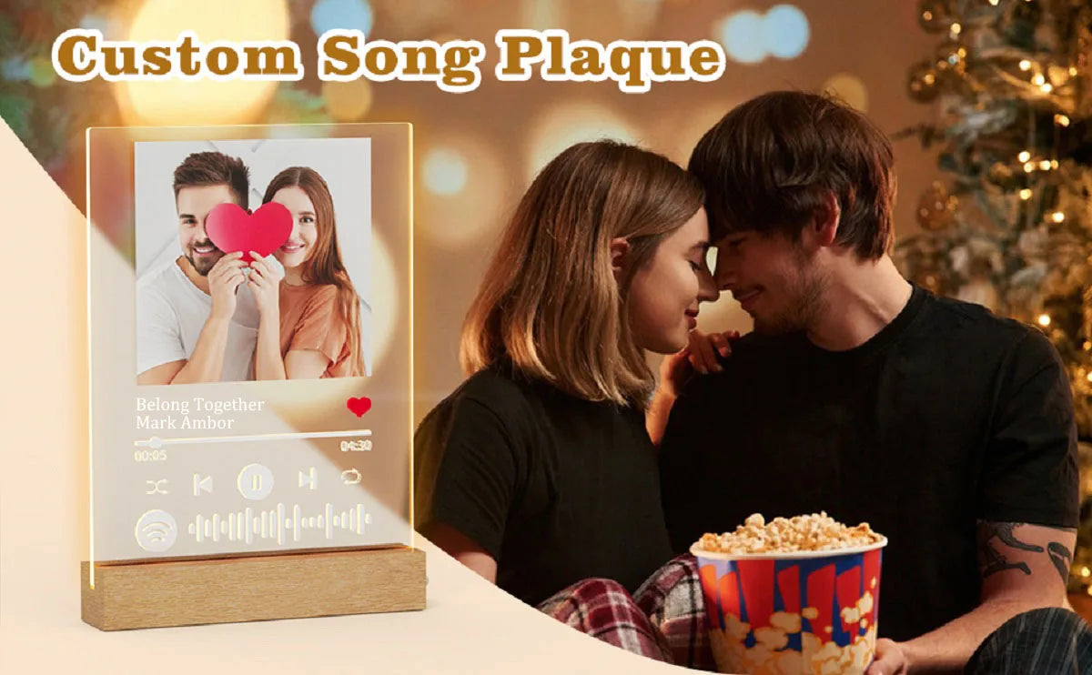 Personalized Father's Day Gift for Mother Him Her Customized Acrylic Picture Frame With LED Light Anniversary Romantic Gifts