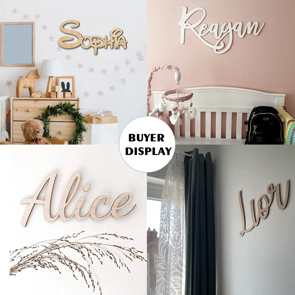Custom Name Sign Personalized Wooden First Name Sign for Nursery Wall Decor Wood Letters Baby Nursery Name Plate For Wall Decor
