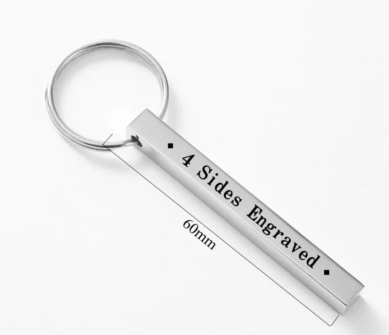 Customized Laser Engraved Name Tel Number Stainless Steel Keychain Personalized Anti-lost Key Ring Key Chains