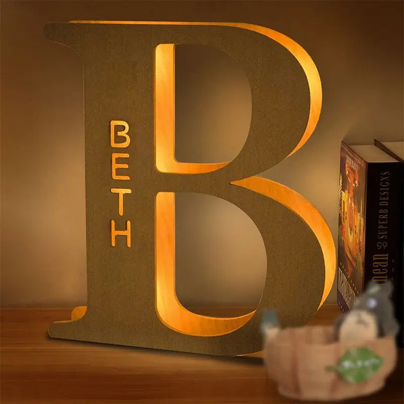 Personalized Wall Decor 26 Letter with Engraved Name LED Night Light for Couples Baby Kid Room Bedroom Custom Lamp Holiday Gift