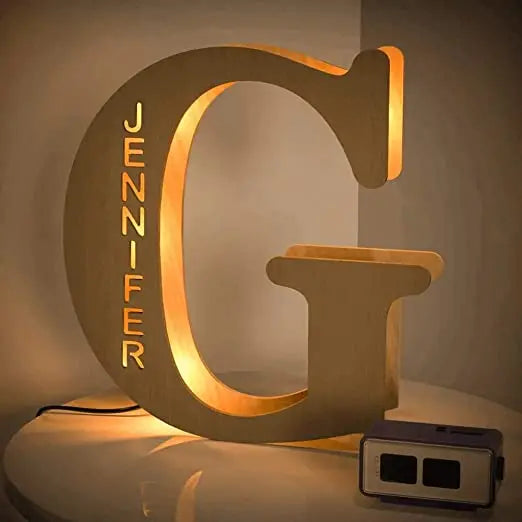 Personalized Wall Decor 26 Letter with Engraved Name LED Night Light for Couples Baby Kid Room Bedroom Custom Lamp Holiday Gift