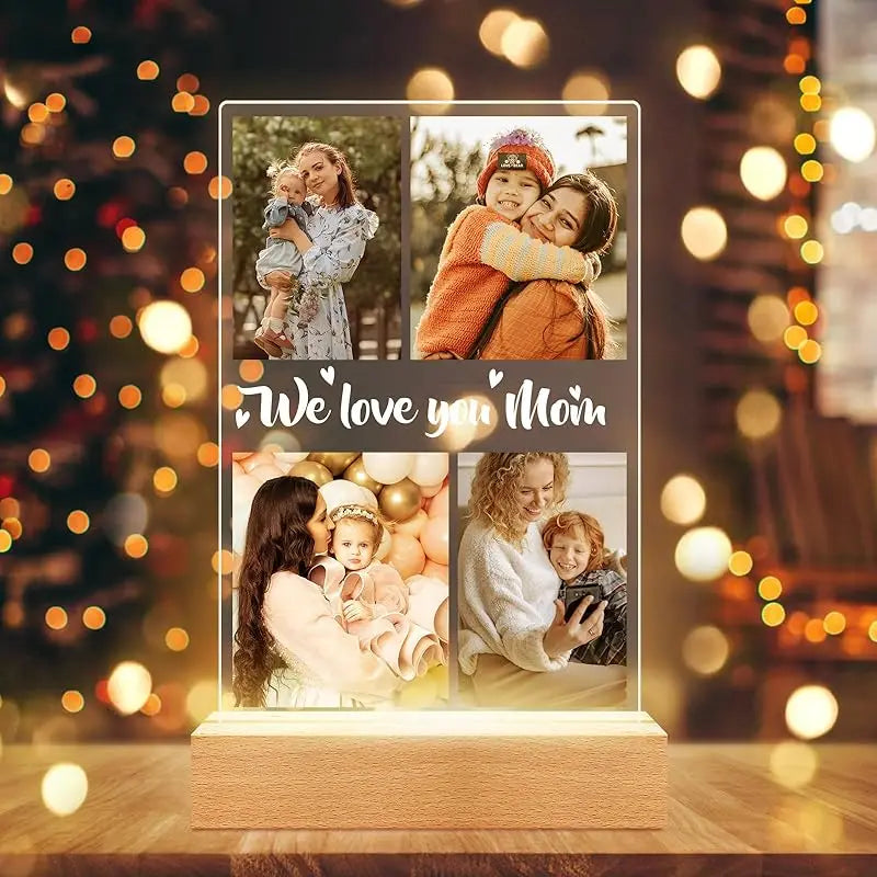 Personalized Father's Day Gift for Mother Him Her Customized Acrylic Picture Frame With LED Light Anniversary Romantic Gifts