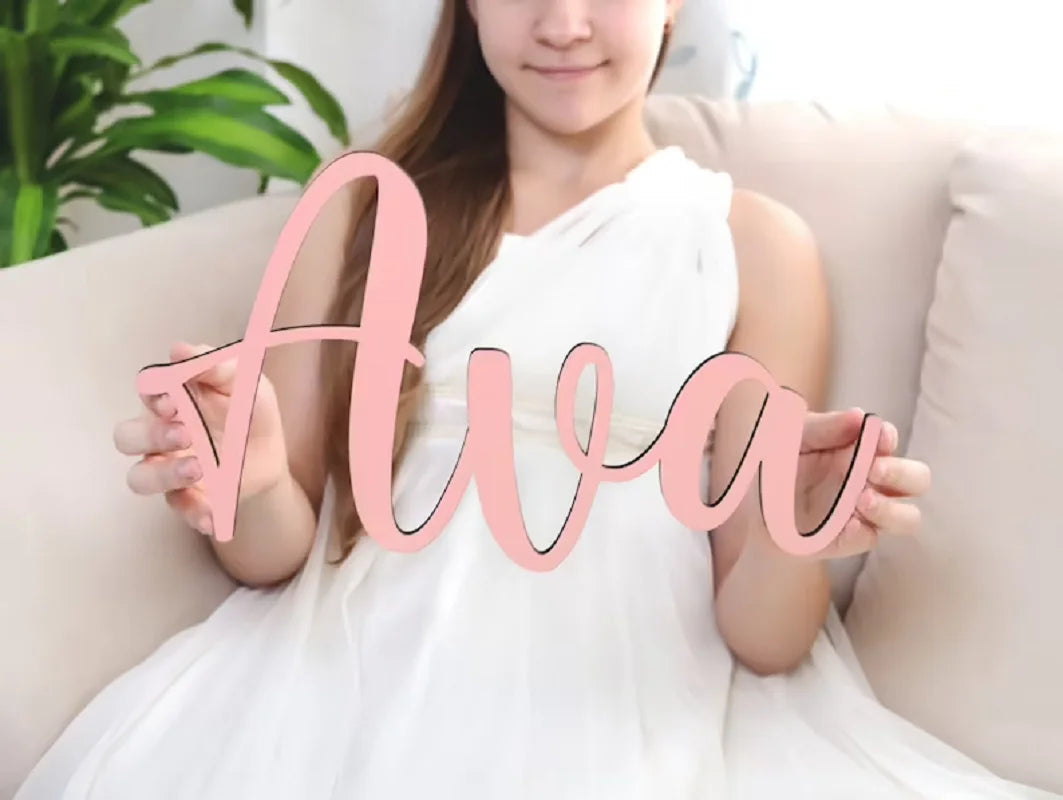 Custom Name Sign Personalized Wooden First Name Sign for Nursery Wall Decor Wood Letters Baby Nursery Name Plate For Wall Decor
