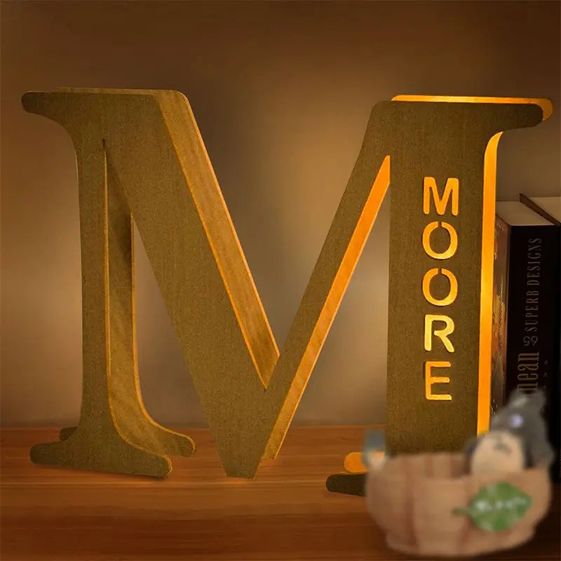 Personalized Wall Decor 26 Letter with Engraved Name LED Night Light for Couples Baby Kid Room Bedroom Custom Lamp Holiday Gift