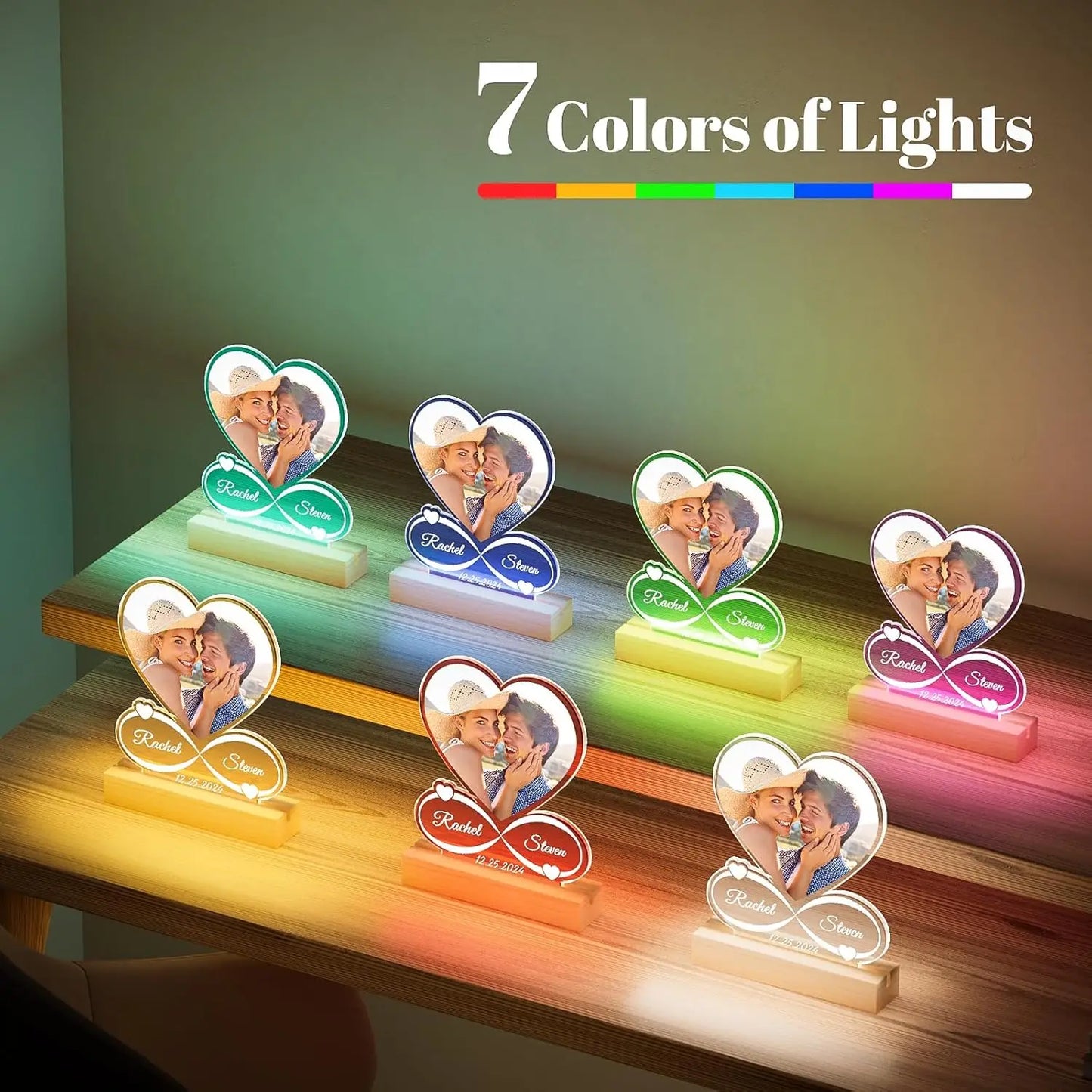 Personalized Mom Birthday Gift Acrylic Plaque Picture Frame Personalized Photo Frame with Night Light Anniversary Mother's Gifts