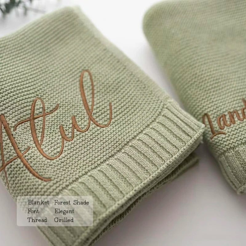 Personalized Name Baby Blanket Embroidered Name Knit Baby Blanket Newborn Gift New Mom Newborn Baby Girl Boy Christmas Gift